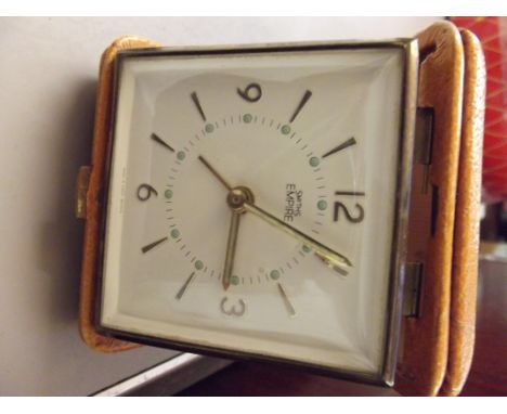 Smiths Empire travel alarm clock in leather case 