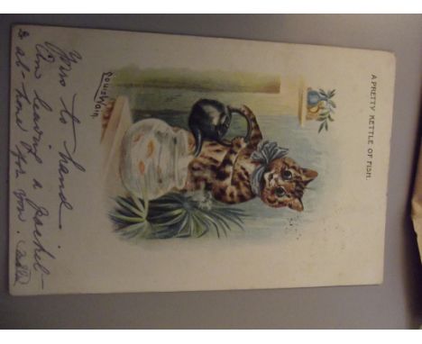 1903 Louis Wain postcard 'A Pretty Kettle of Fish'