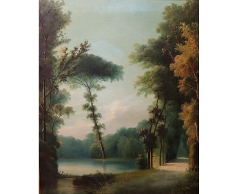 A pair of Italian oil paintings of landscape scenes together with assorted prints