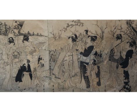 A Japanese woodblock print together with a large quantity of unframed shipping and other prints