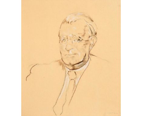 Sean Keating PRHA HRA HRSA (1889-1977)Sketch of Dan Breen (1958)charcoal and pastel heightened with white chalk on tinted pap