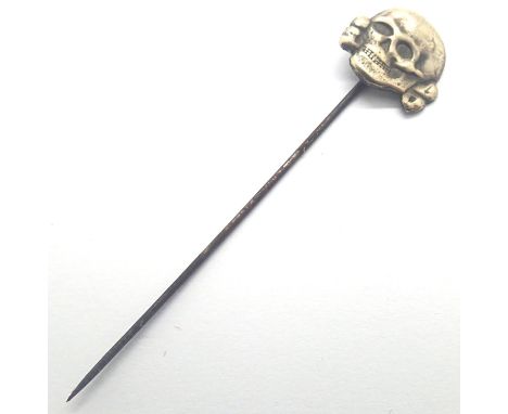 German WWI type SS Totenkopf skull head stick pin, L: 6.5 cm. P&amp;P Group 1 (£14+VAT for the first lot and £1+VAT for subse