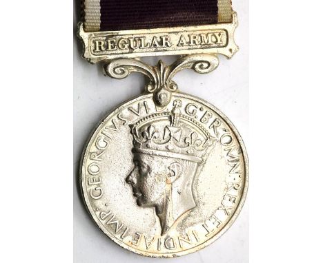 Regular Army Long Service and Good Conduct medal, name partially erased. P&amp;P Group 1 (£14+VAT for the first lot and £1+VA
