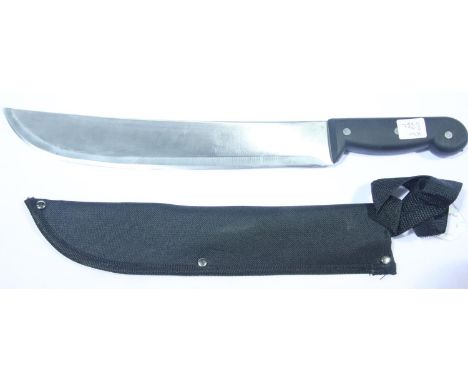 Black handled machete with sheath. P&amp;P Group 2 (£18+VAT for the first lot and £3+VAT for subsequent lots) 