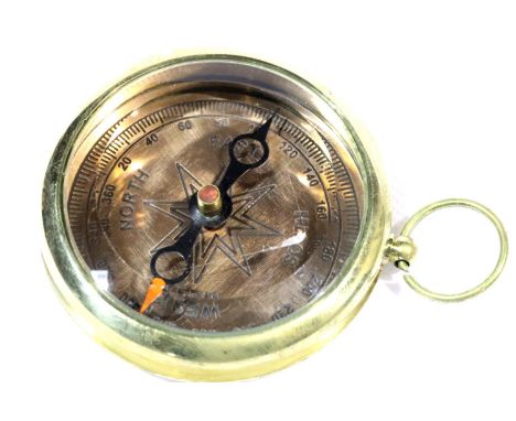 Brass pocket compass marked for Stanley London 1917. D: 6 cm. P&amp;P Group 1 (£14+VAT for the first lot and £1+VAT for subse
