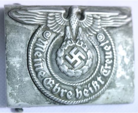 German SS type pressed aluminium belt buckle. P&amp;P Group 1 (£14+VAT for the first lot and £1+VAT for subsequent lots) 