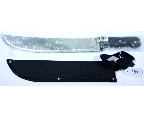 Black handled machete with sheath. P&amp;P Group 2 (£18+VAT for the first lot and £3+VAT for subsequent lots) 