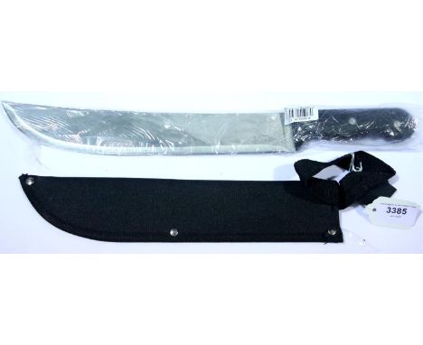 Black handled machete with sheath. P&amp;P Group 2 (£18+VAT for the first lot and £3+VAT for subsequent lots) 