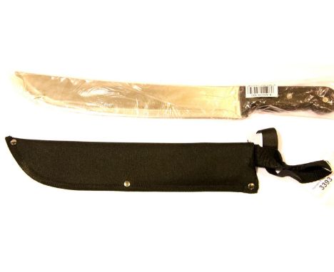 Black handled machete with sheath. P&amp;P Group 2 (£18+VAT for the first lot and £3+VAT for subsequent lots) 