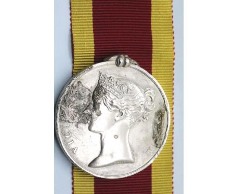 China 1857 medal named to Leonard Burnham, 1st Dragoon Guards, Burnham died on campaign 12/12/1863. Disc only. P&amp;P Group 