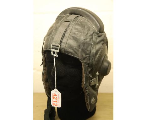 Russian Flying helmet with fur lining. P&amp;P Group 1 (£14+VAT for the first lot and £1+VAT for subsequent lots) 