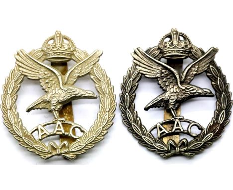 Two British WWII type Army Air Corps cap badges. P&amp;P Group 1 (£14+VAT for the first lot and £1+VAT for subsequent lots) 