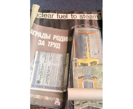 Soviet USSR posters, large scale book of awards and other documents. P&amp;P Group 1 (£14+VAT for the first lot and £1+VAT fo