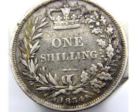 1834 - William IV Silver Shilling. P&amp;P Group 1 (£14+VAT for the first lot and £1+VAT for subsequent lots) 