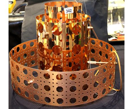 Large contemporary copper light fitting, previously fitted in an H&amp;M clothing store. P&amp;P Group 3 (£25+VAT for the fir