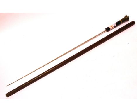 Horn and bone handled antique sword stick, blade L: 56 cm, overall L: 82 cm. P&amp;P Group 2 (£18+VAT for the first lot and £
