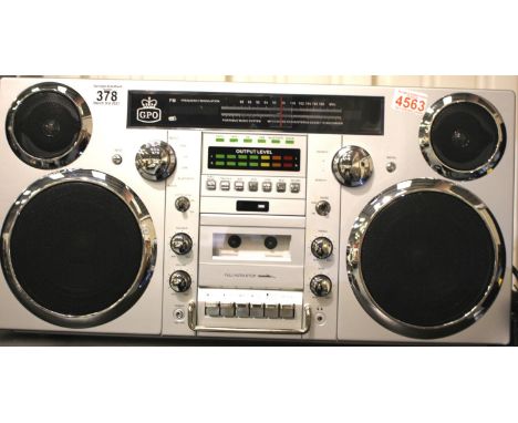 GPO Brooklyn large 1980s-Style Boombox - CD, Cassette, DAB+ &amp; FM Radio, USB, Bluetooth Receiver; 30 x 19 x 60 cm; working