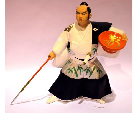 Japanese figure of a standing Samauri warrior H: 28 cm. P&P Group 3 (£25+VAT for the first lot and £5+VAT for subsequent lots