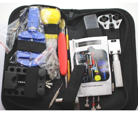 New old stock 147 piece watch repair tool kit in soft case with instructions. P&amp;P Group 2 (£18+VAT for the first lot and 