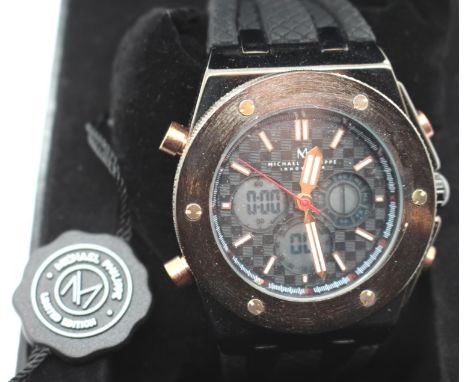New Michael Phillippe gents analogue and digital wristwatch, in incorrect box, working at lotting. P&amp;P Group 1 (£14+VAT f