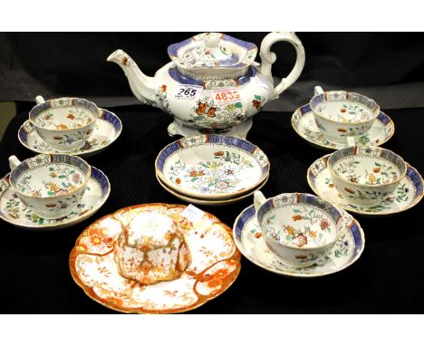 Early Victorian part tea service and a Wileman Old Foley teacup and plate. Not available for in-house P&amp;P, contact Paul O