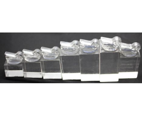 Set of seven perspex ring mounting display stands. P&amp;P Group 1 (£14+VAT for the first lot and £1+VAT for subsequent lots)