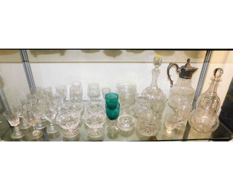 A quantity of mixed glassware including Victorian, contents of shelf