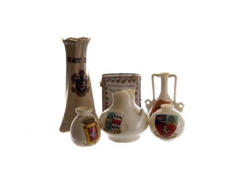 A collection of crested porcelain souvenir ware,  including Goss, Arcadian, Carlton and others