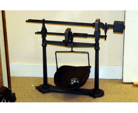 A set of iron agricultural scales by Young, Son and marlow Ltd., missing balance weights, 92cm long
Iron industrial scales  P