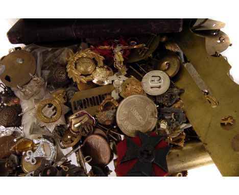 A collection of miscellaneous military button and badges, including Army, Naval, and Air force, plus a selection of other ite