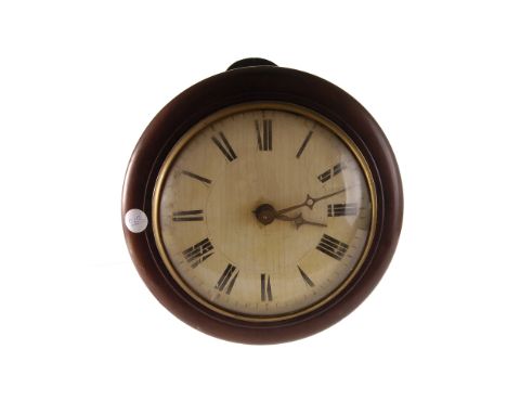 A bracket mounted Post Office alarm clock, with chain driven movement, and mahogany bezel