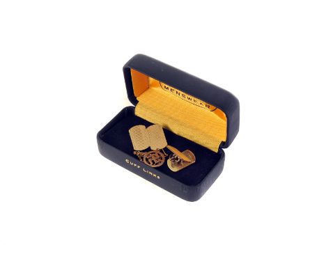 A pair of 14ct front and back cufflinks, together with a swastika peace chain (3)