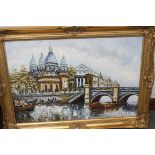 Large framed oil on canvas unsigned