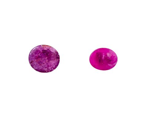 2 lose Rubincabochons, transluzent bis opak, 9,15 ct. (Sternrubin, schwer erkennbar!) + 4,02 ct, neuwertiger Zustand, inkl. G