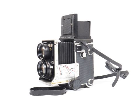 A Mamiya C220 Professional TLR Camera,  serial no 880533, body G, with Mamiya Sekor blue dot 80mm f/2.8 lens, shutter working