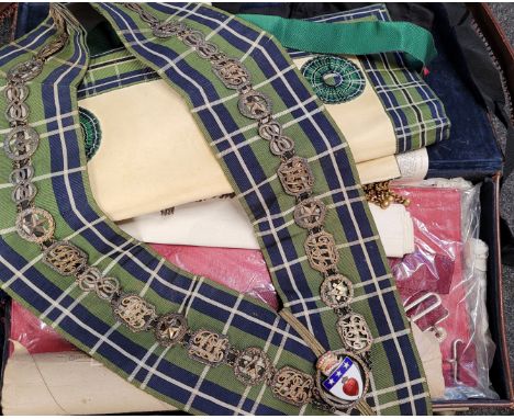 A Scottish Masonic silver jewelled collar sash, together with a collection of other related memorabilia related to Douglas Lo