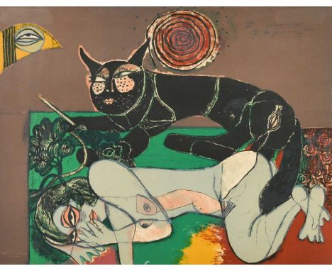 § Corneille (1922-2010) La femme au chat IIsigned and dated 'Corneille '75' (upper right); numbered IX/Xlithograph, published