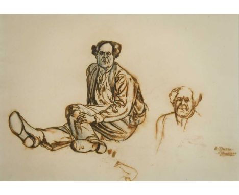 § Edward Burra CBE (1905-1976) A double-sided drawing; one side with studies of a seated man, the reverse with two male figur