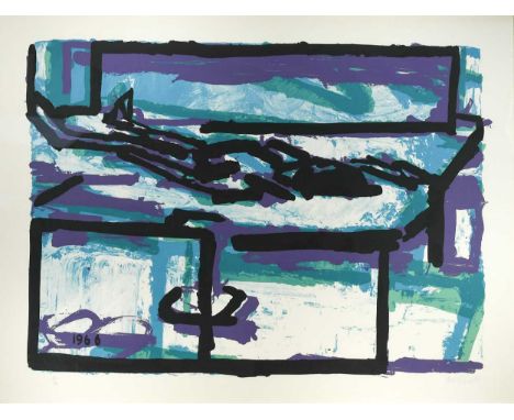 § Frank Auerbach (1931-2024) Reclining Figure I, 1966signed 'Auerbach' (lower right); numbered 11/70coloured screenprint on c
