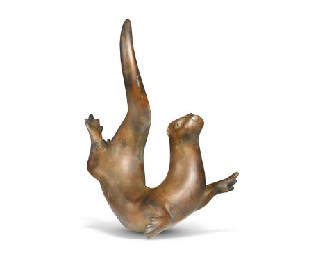 § Laurence Broderick (1935-2024), Teko, the Swimming Otter,  bronze, signed and numbered 45/100 48cm high   Laurence Broderic