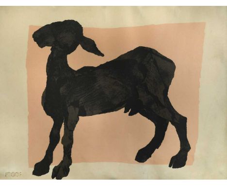 § Sophie Ryder (1963-) Black Goatstamped 'PROOF'screenprint78 x 103cmUnsigned, but acquired directly from Kip Gresham. Frame 