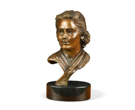 § Stephen Winterburn (1959-), Mother's Portrait, a patinated bronze female bust, mounted to a polished oval granite plinth ba