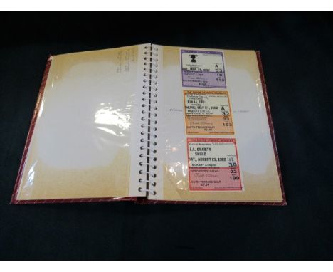 A photograph album containing a small quantity of ticket stubs, various, including: England v Scotland 1981, 1980 FA Cup Fina