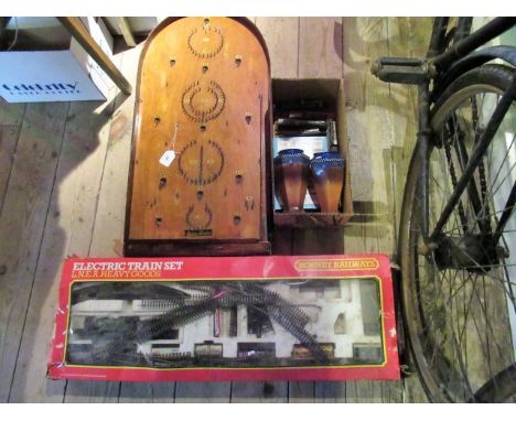An early 20th century bagatelle by Jaques, a Hornby 'OO' LNER Heavy Good electric train set, a collection of Royal Hampshire 