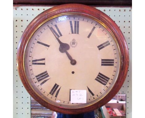An R A F WWII period Elliott Type III wall clock, having an eight day movement, faced by painted Roman dial, with RAF badge, 