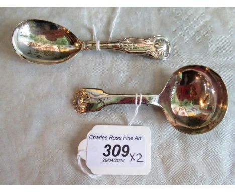 Two silver caddy spoons, to include: London 1828 by John, Henry & Charles Lias and a London 1825 by George Wintle.   Conditio