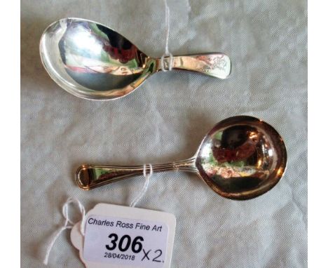 Two similar silver caddy spoons, to include: Old English pattern, London 1807 by Elizabeth Morley and a similar spoon by Pete