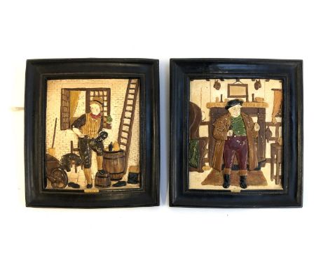 A pair of Bretby pottery wall plaques, depicting Sam Weller, 25x23cm 