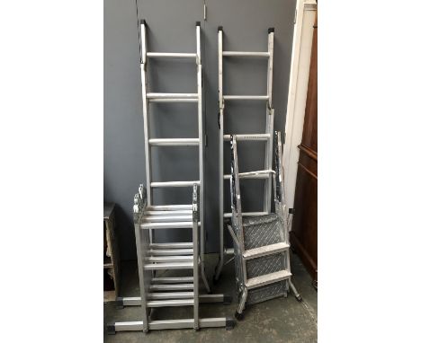 Two stepladders, together with a further folding step ladder and one other 