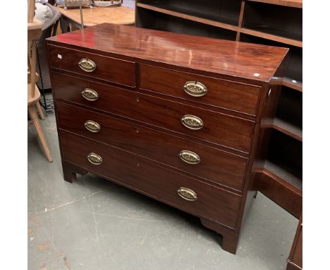 A George III and later caddy topped mahogany chest, two short over three graduating drawers, bracket feet, 110x51x88cmH 